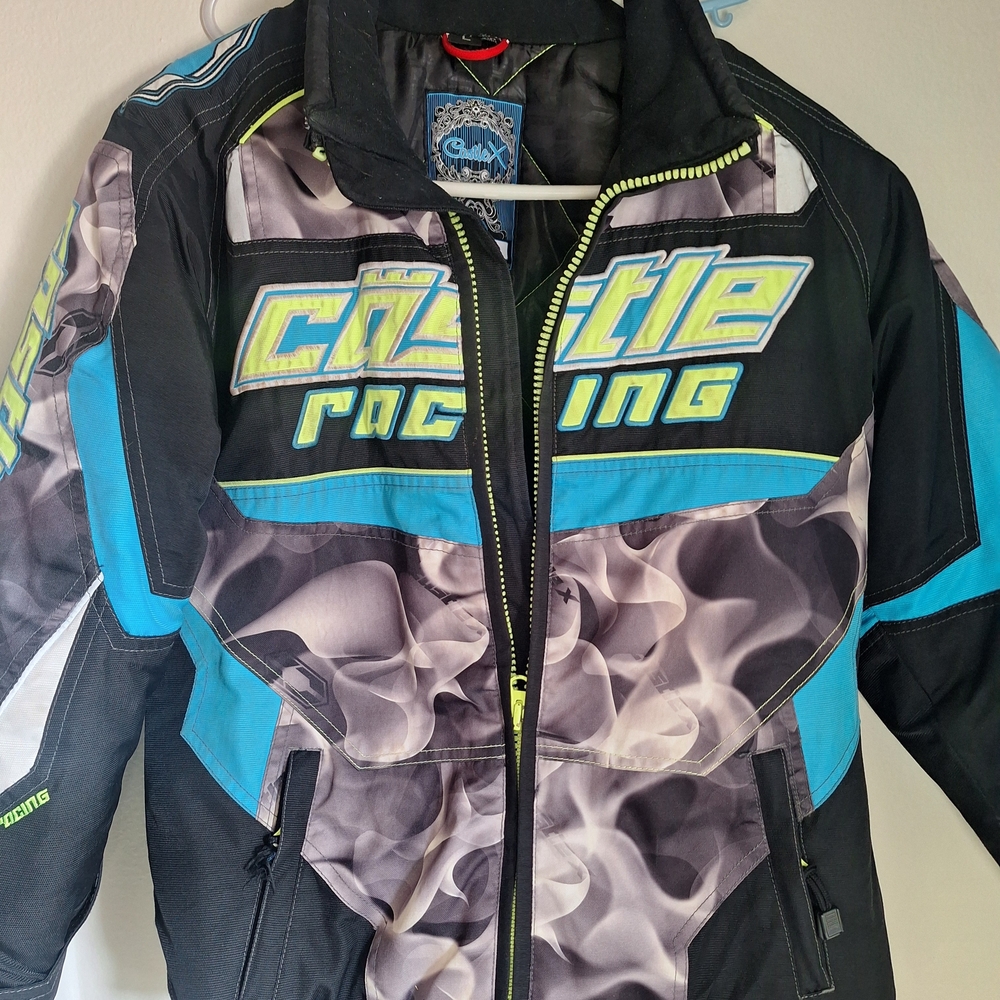 Chizzle Racing Kids Puffer Jacket - Black and Blue